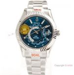 N9 Swiss Rolex DiW Sky Dweller Replica Watch Stainless Steel Blue Dial 42mm